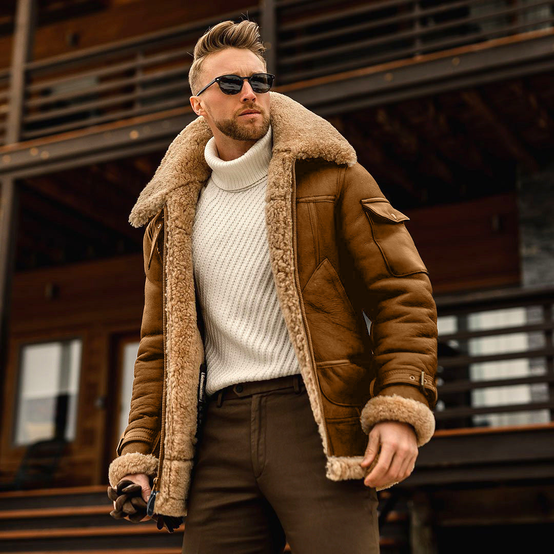 Elegance Meets Warmth: Men's Fur Collar Winter Jacket