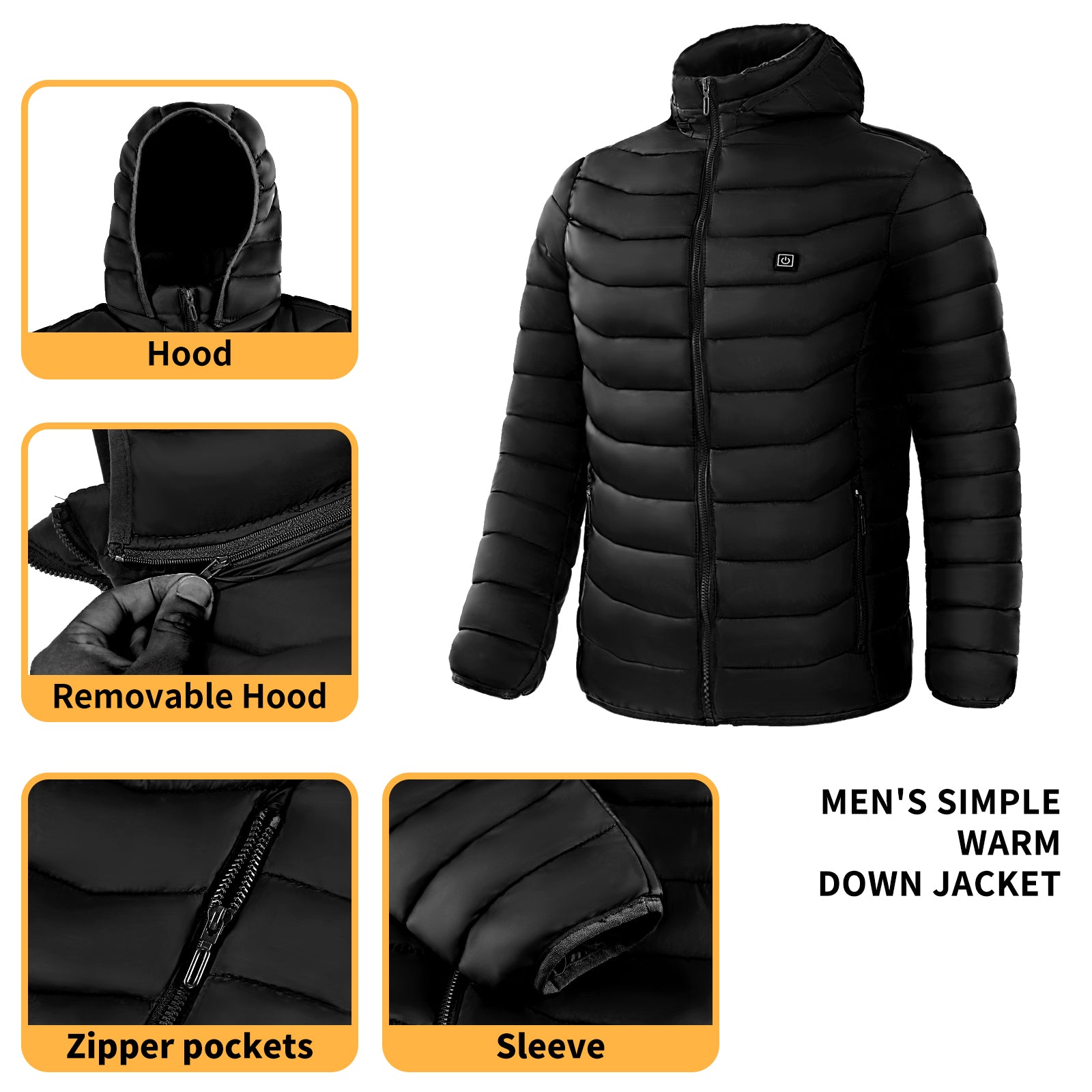 Insulated Hood Windbreaker Jacket For Men's